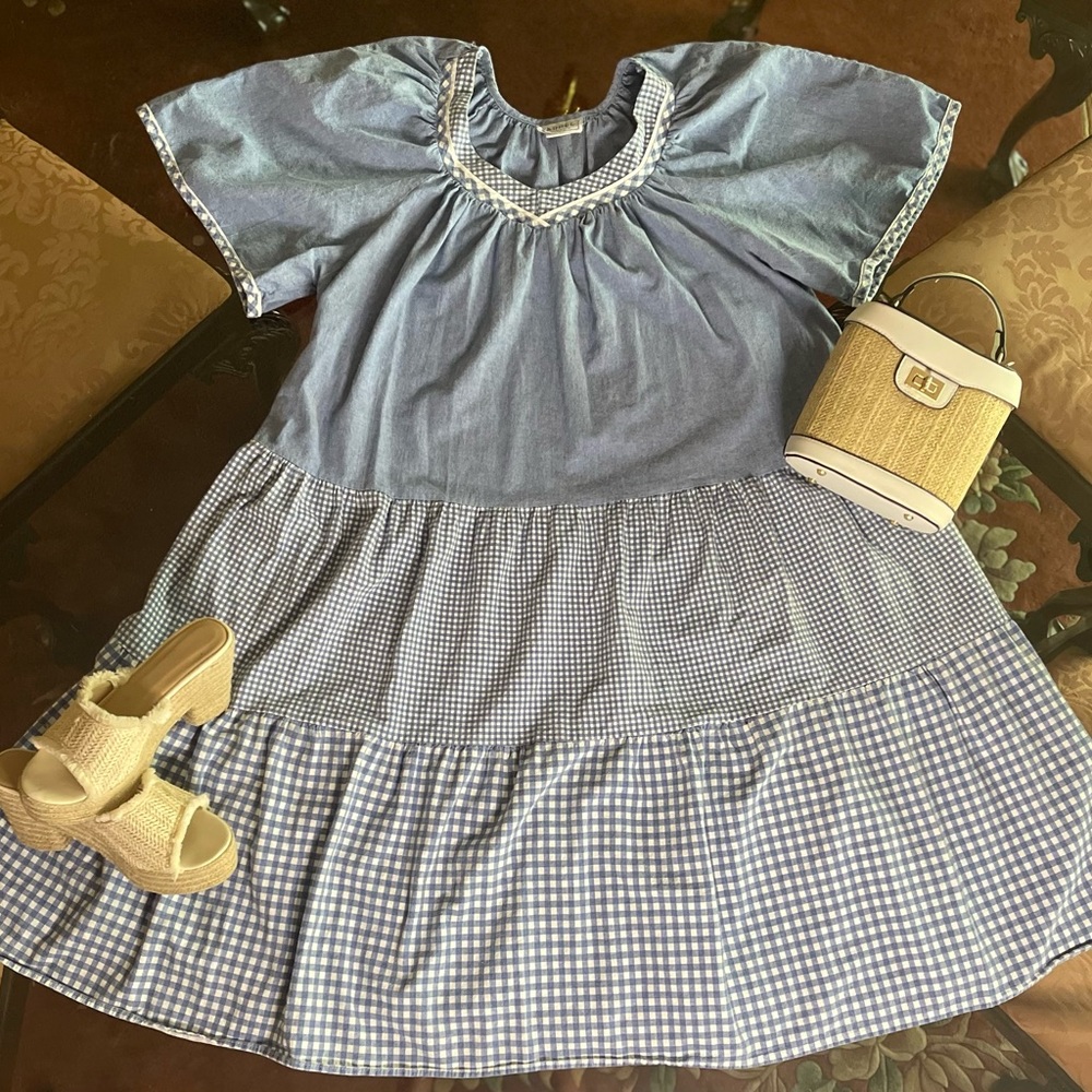 Vintage 90s denim cottage dress